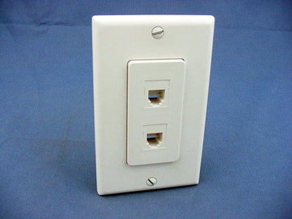Leviton White Quickport Dual 6-Wire Phone Voice Jacks Modular Telephone 41666-W