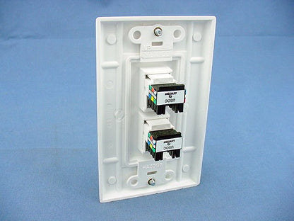 Leviton White Quickport Dual 6-Wire Phone Voice Jacks Modular Telephone 41666-W