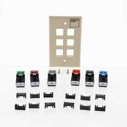 Leviton Goldman Sachs 41G8K-CIA Almond 6-Port Cat5e Loaded Data Jack Cover Plate