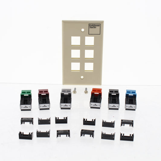 Leviton Goldman Sachs 41G8K-CIA Almond 6-Port Cat5e Loaded Data Jack Cover Plate