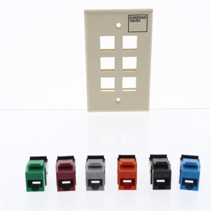 Leviton Goldman Sachs 41G8K-CIA Almond 6-Port Cat5e Loaded Data Jack Cover Plate