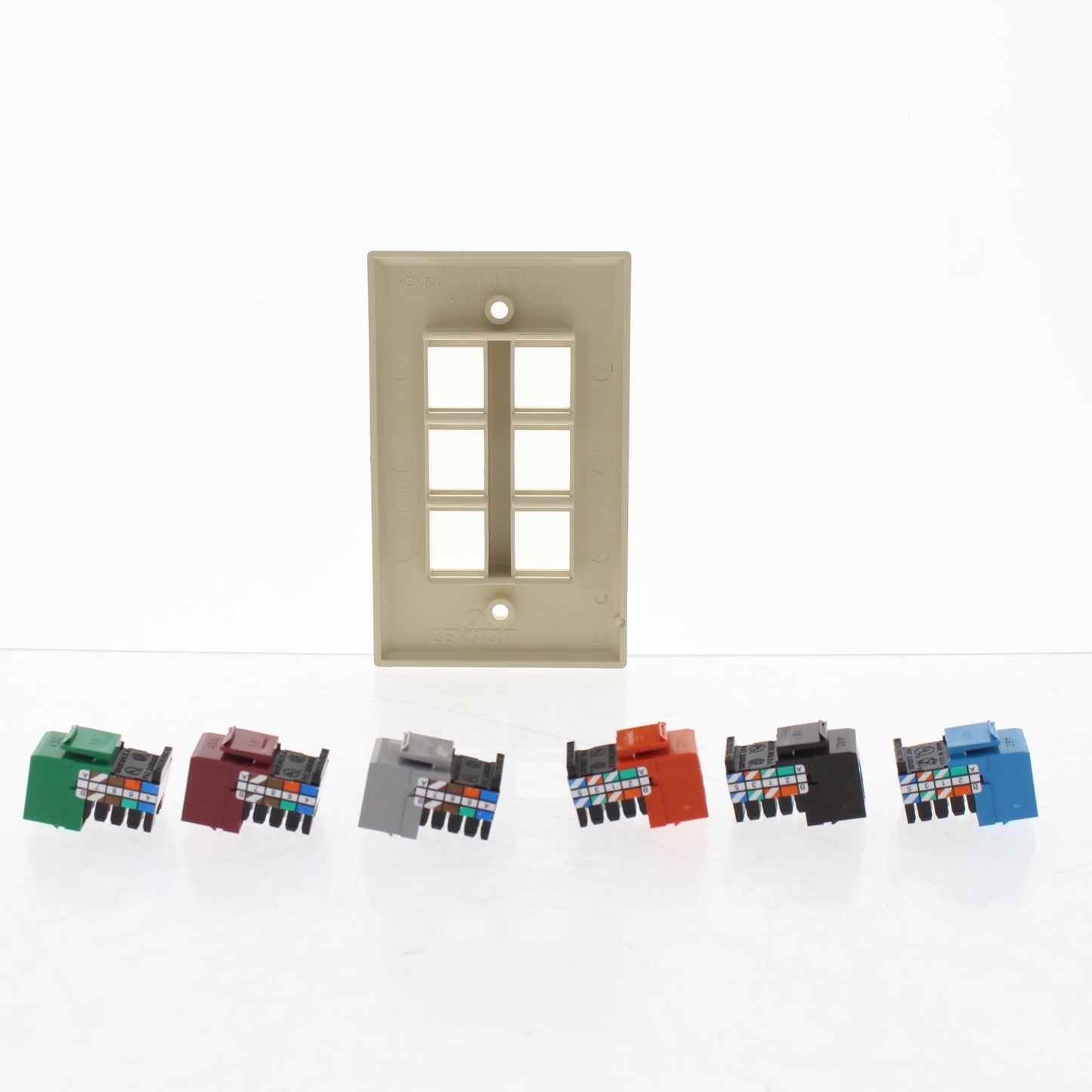 Leviton Goldman Sachs 41G8K-CIA Almond 6-Port Cat5e Loaded Data Jack Cover Plate