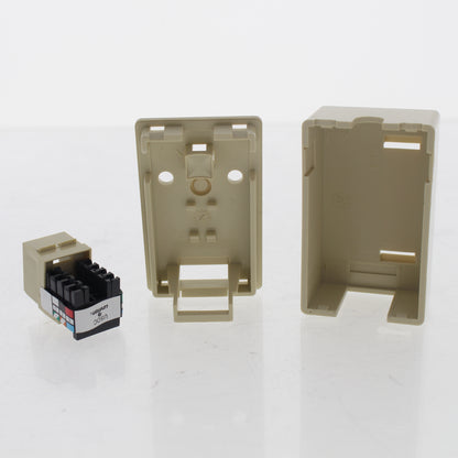 Leviton 42036-IDA Ivory Surface Mount Jack Kit 6P6C 110-Style