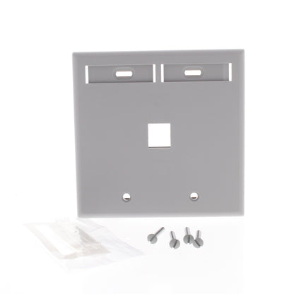Leviton Gray Quickport 1-Port ID Window Flush Wallplate 2-Gang Cover 42080-1GP
