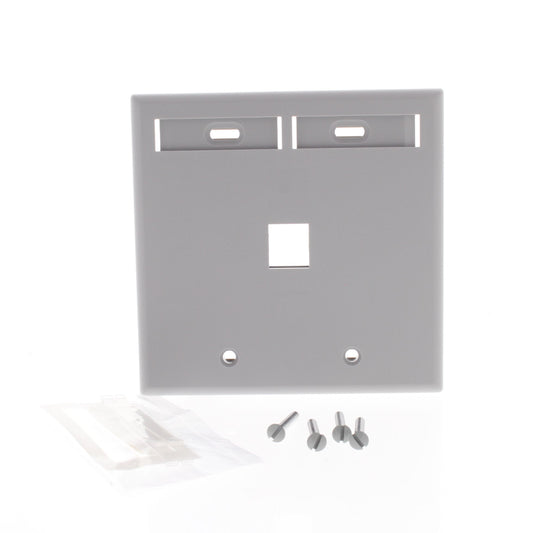 Leviton Gray Quickport 1-Port ID Window Flush Wallplate 2-Gang Cover 42080-1GP