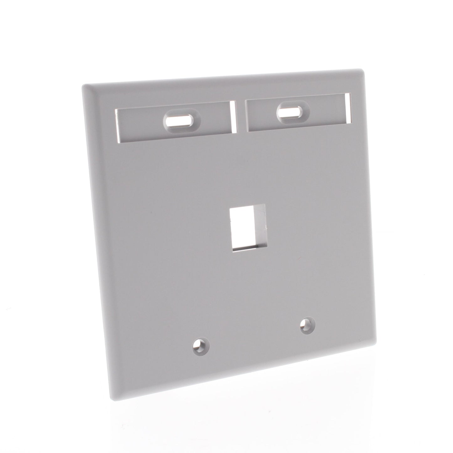 Leviton Gray Quickport 1-Port ID Window Flush Wallplate 2-Gang Cover 42080-1GP