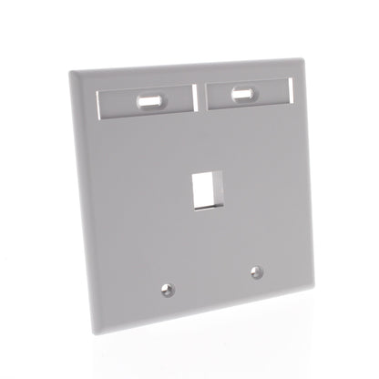 Leviton Gray Quickport 1-Port ID Window Flush Wallplate 2-Gang Cover 42080-1GP