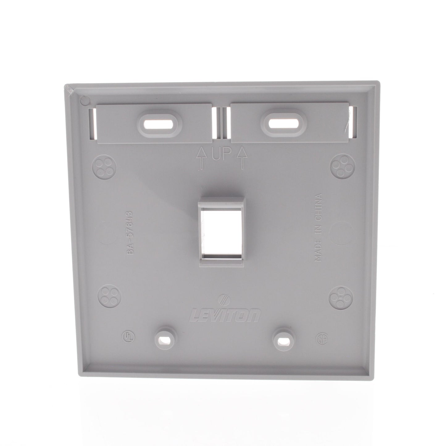 Leviton Gray Quickport 1-Port ID Window Flush Wallplate 2-Gang Cover 42080-1GP