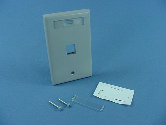 Leviton Gray Quickport 1-Port ID Window Flush Wallplate 1-Gang Cover 42080-1GS