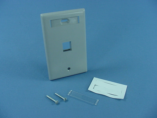 Leviton Gray Quickport 1-Port ID Window Flush Wallplate 1-Gang Cover 42080-1GS