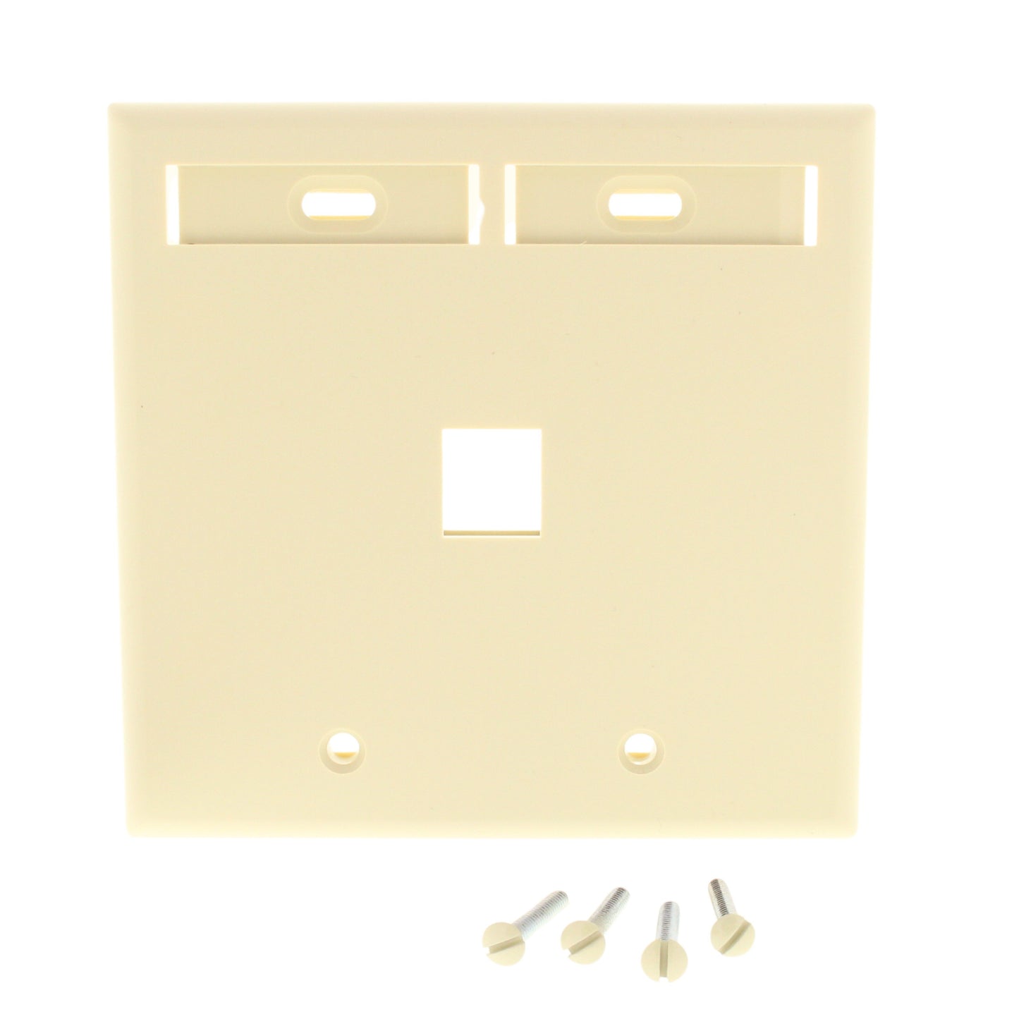 Leviton 42080-1IP Ivory Quickport 1-Port ID Window Flush 2-Gang Wallplate Cover