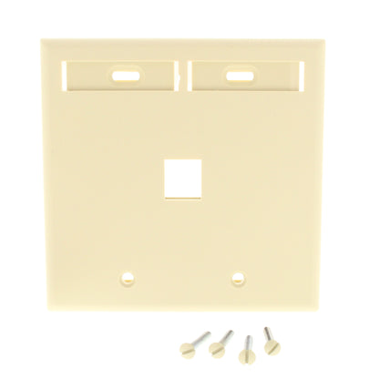 Leviton 42080-1IP Ivory Quickport 1-Port ID Window Flush 2-Gang Wallplate Cover