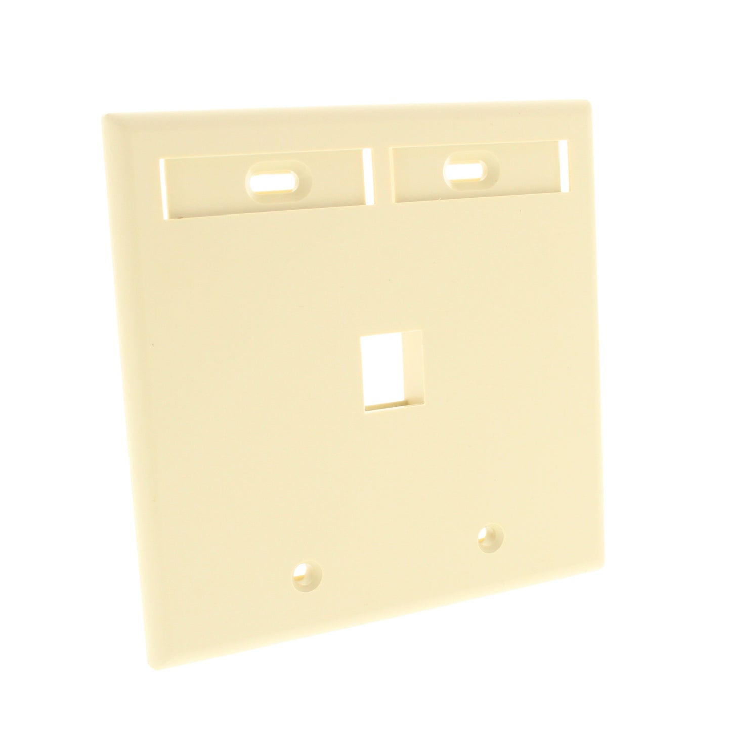 Leviton 42080-1IP Ivory Quickport 1-Port ID Window Flush 2-Gang Wallplate Cover