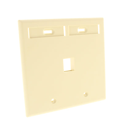 Leviton 42080-1IP Ivory Quickport 1-Port ID Window Flush 2-Gang Wallplate Cover