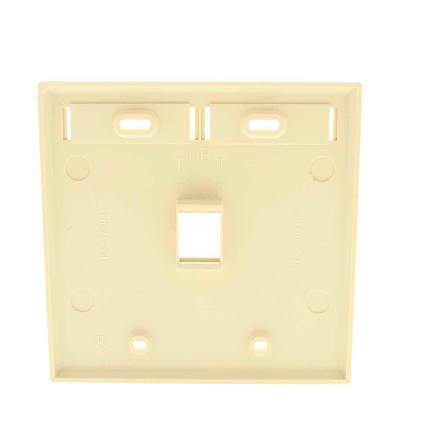 Leviton 42080-1IP Ivory Quickport 1-Port ID Window Flush 2-Gang Wallplate Cover