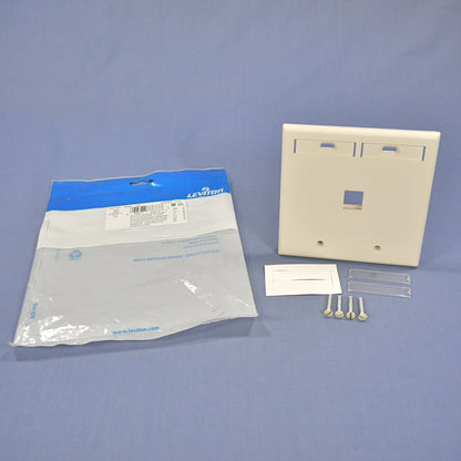 Leviton 42080-1TP Lt Almond 2-Gang Quickport 1-Port Flush Wallplate Cover w/ID
