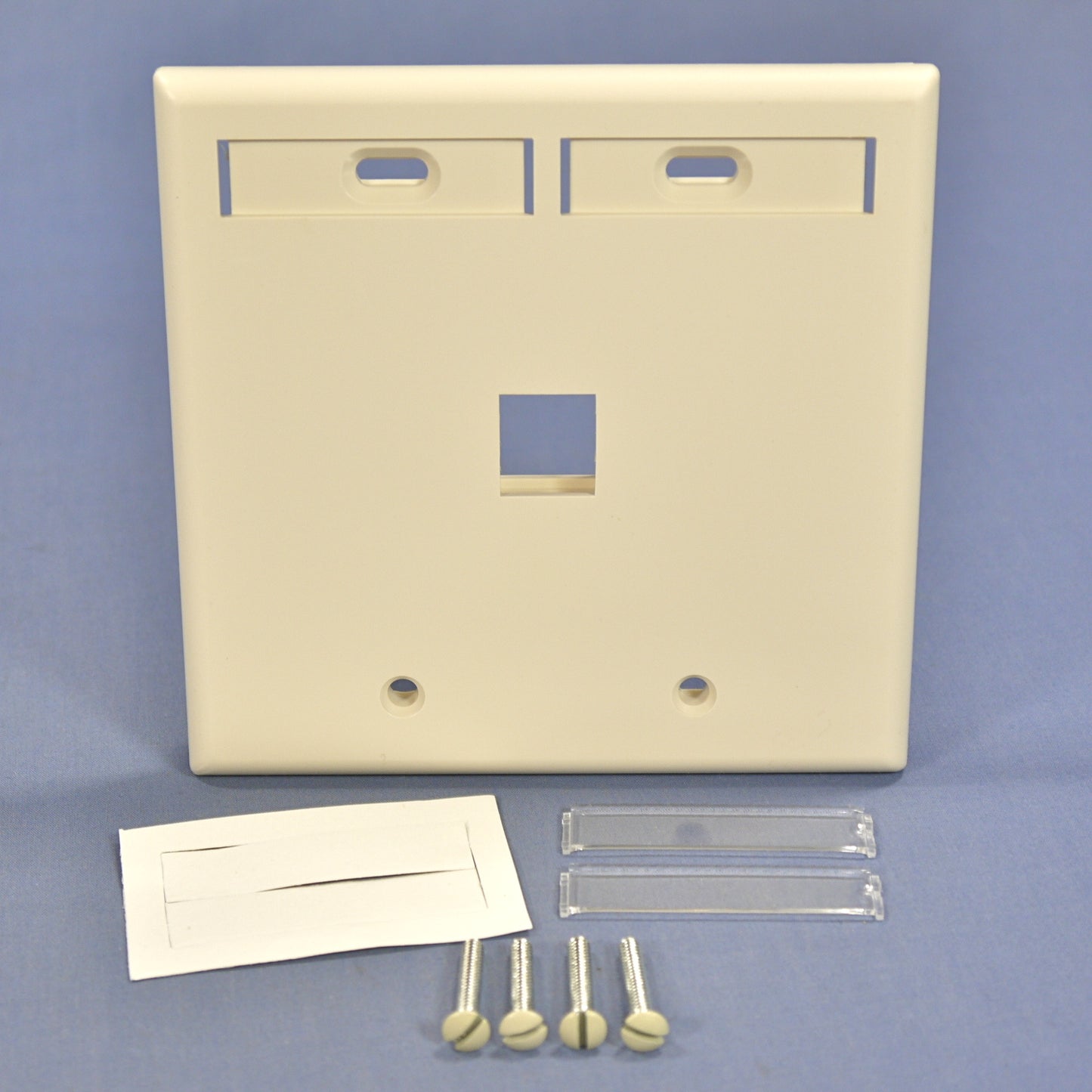 Leviton 42080-1TP Lt Almond 2-Gang Quickport 1-Port Flush Wallplate Cover w/ID
