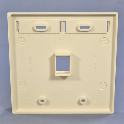 Leviton 42080-1TP Lt Almond 2-Gang Quickport 1-Port Flush Wallplate Cover w/ID