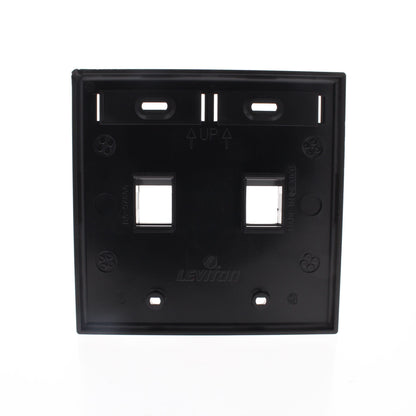 Leviton 42080-2EP Black Quickport 2-Port 2-Gang Wallplate with ID Window