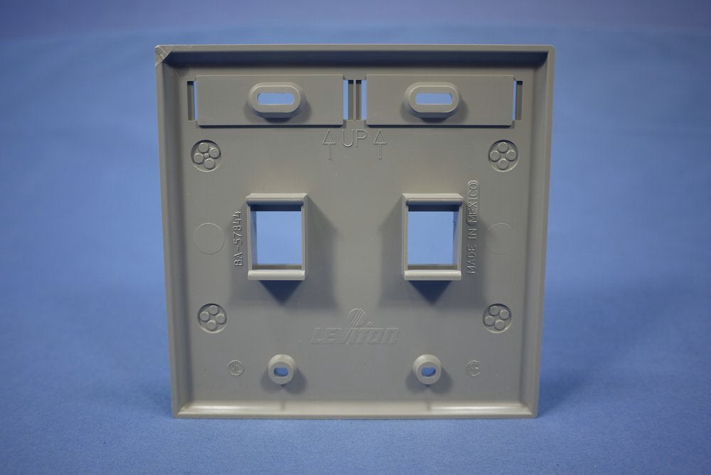 Leviton Gray Quickport 2-Gang 2-Port Cubicle Jack Wall Plate ID Window 42080-2GP