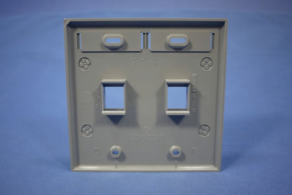 Leviton Gray Quickport 2-Gang 2-Port Cubicle Jack Wall Plate ID Window 42080-2GP