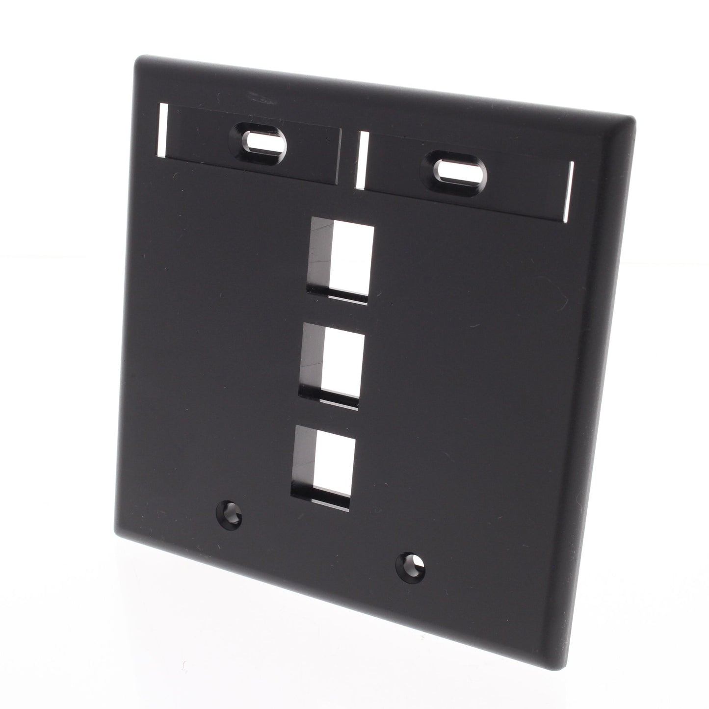Leviton Black Quickport 3-Port ID Window Flush Wallplate 2-Gang Cover 42080-3EP