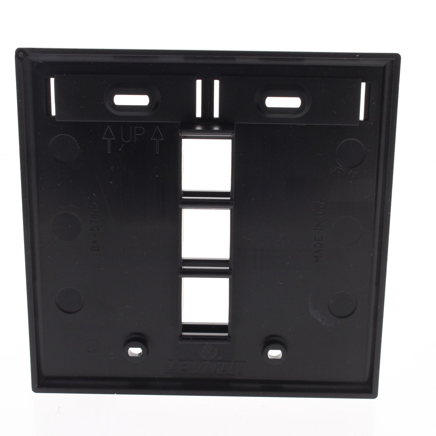 Leviton Black Quickport 3-Port ID Window Flush Wallplate 2-Gang Cover 42080-3EP