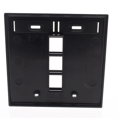 Leviton Black Quickport 3-Port ID Window Flush Wallplate 2-Gang Cover 42080-3EP