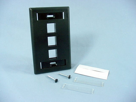 Leviton Black Quickport 3-Port ID Window Flush Wallplate 1-Gang Cover 42080-3ES