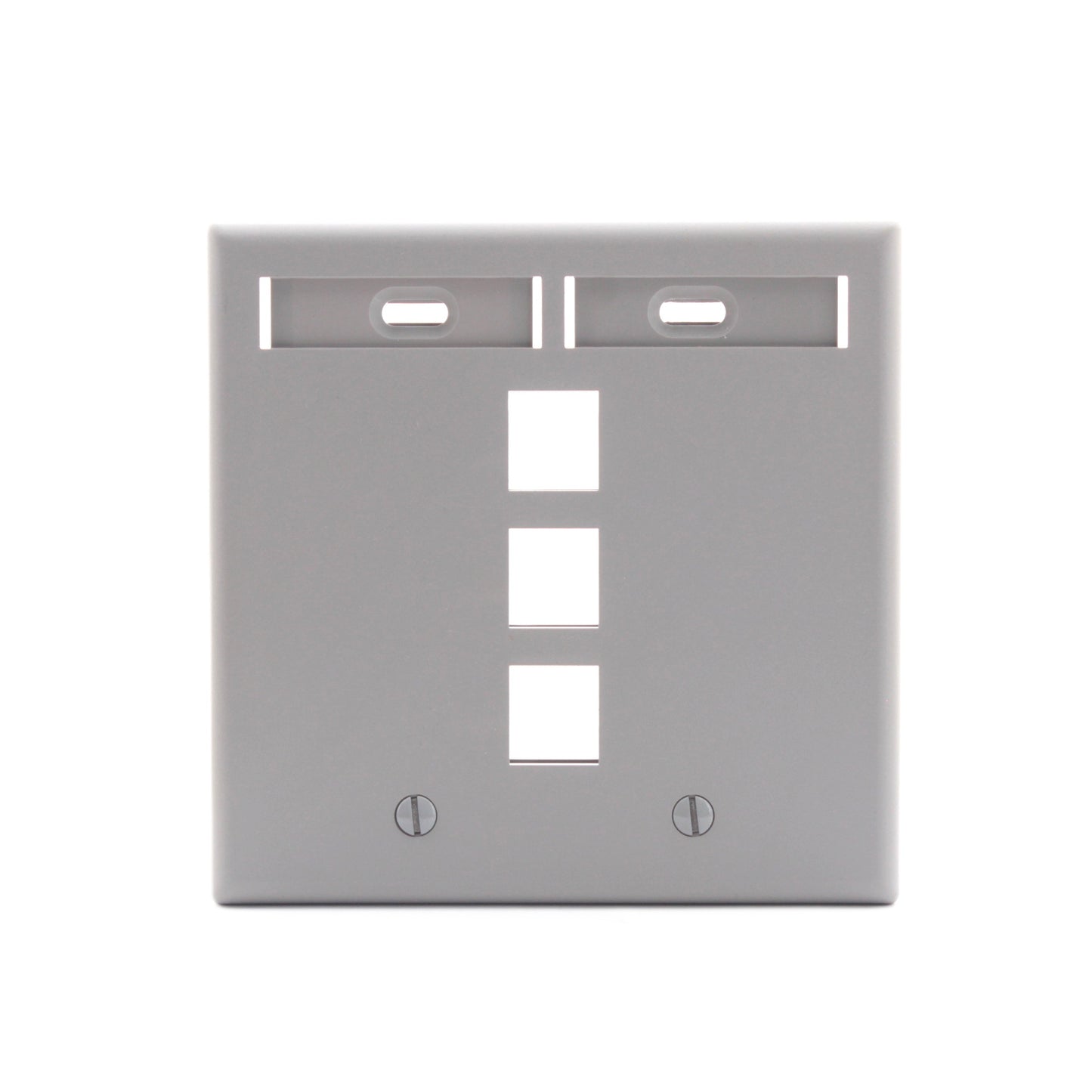 Leviton 42080-3GP Gray 2-Gang Quickport 3-Port ID Flush Nylon Wallplate Cover