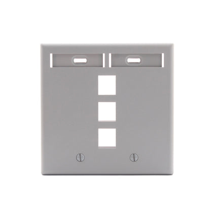 Leviton 42080-3GP Gray 2-Gang Quickport 3-Port ID Flush Nylon Wallplate Cover