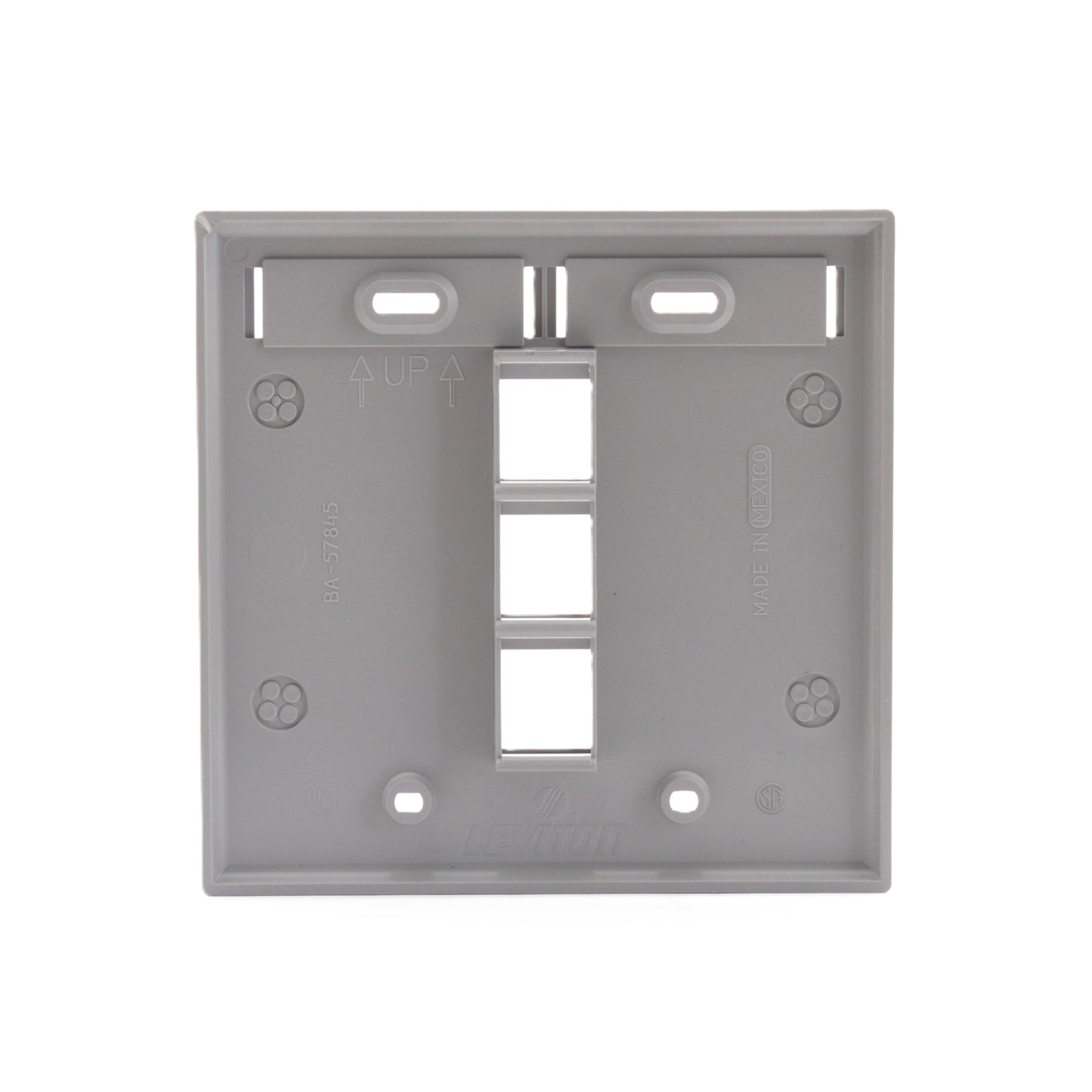 Leviton 42080-3GP Gray 2-Gang Quickport 3-Port ID Flush Nylon Wallplate Cover
