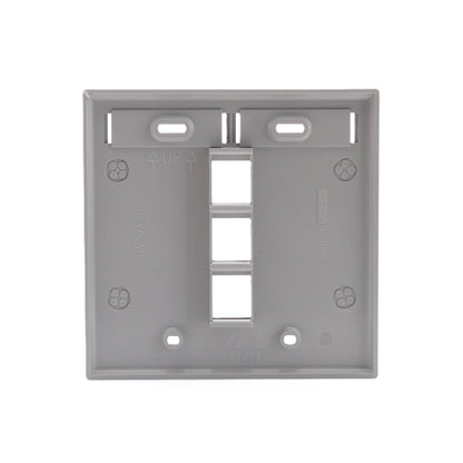 Leviton 42080-3GP Gray 2-Gang Quickport 3-Port ID Flush Nylon Wallplate Cover