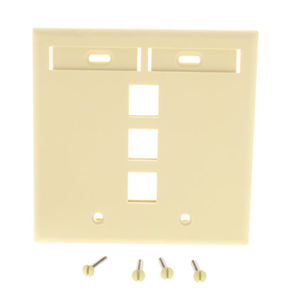 Leviton Ivory Quickport 3-Port ID Window Flush Wallplate 2-Gang Cover 42080-3IP