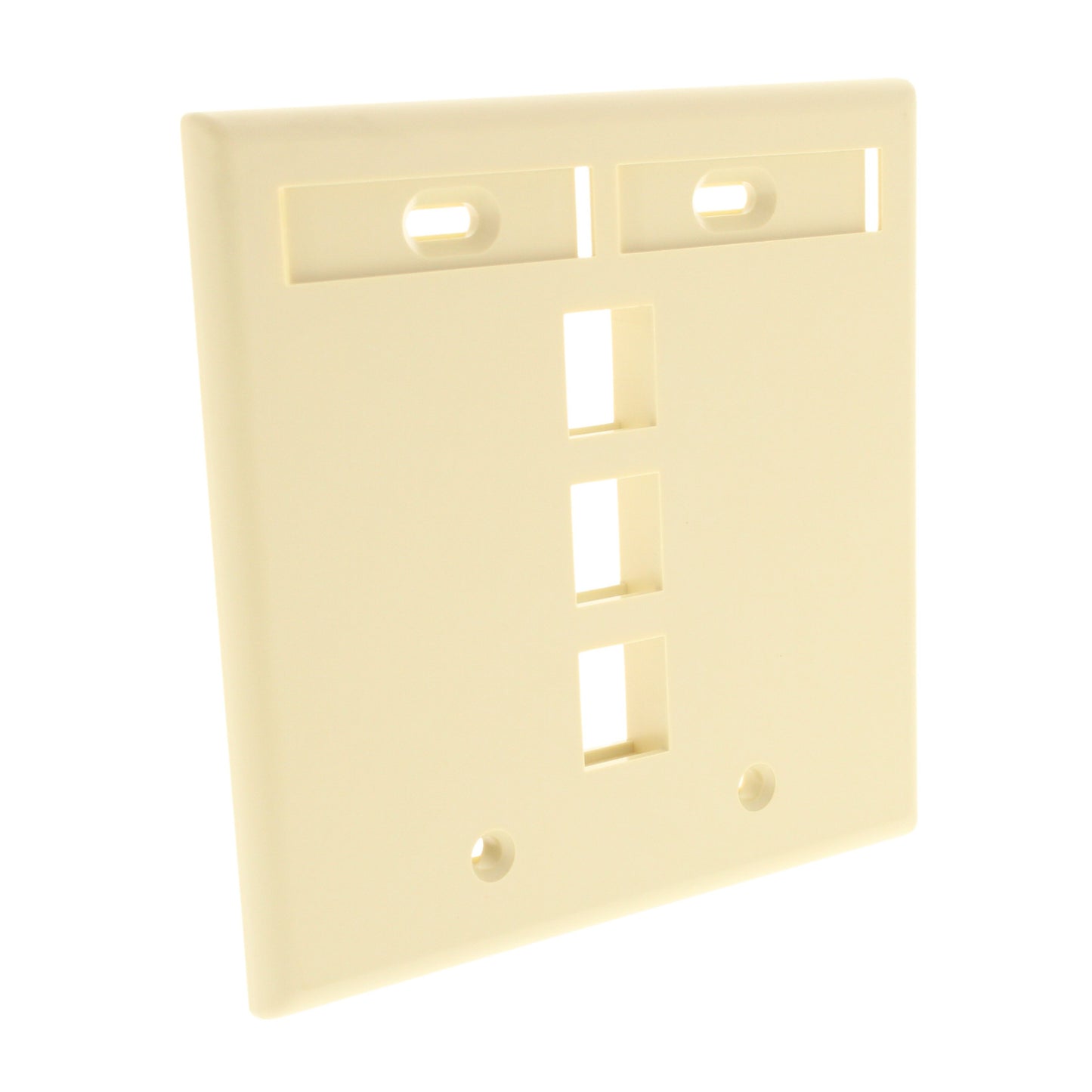 Leviton Ivory Quickport 3-Port ID Window Flush Wallplate 2-Gang Cover 42080-3IP