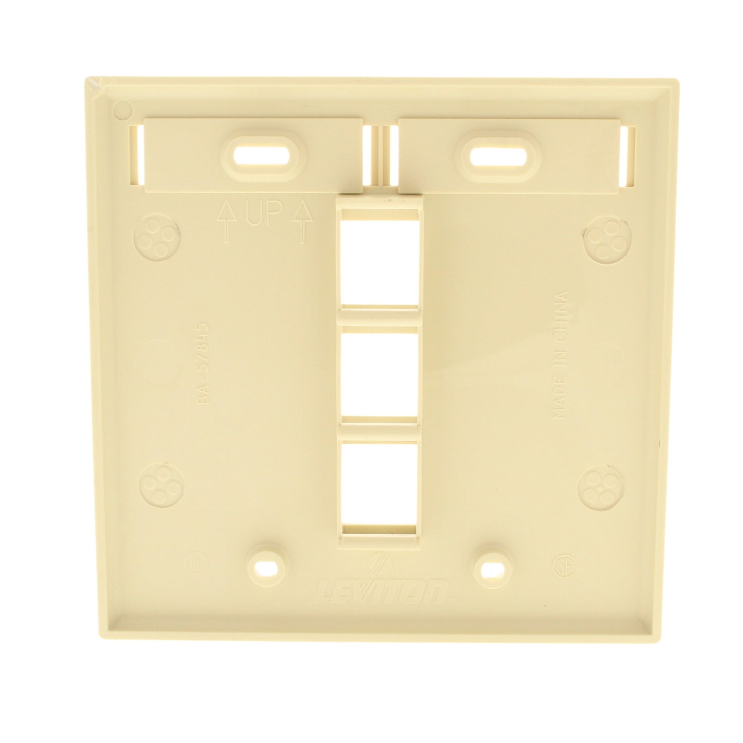 Leviton Ivory Quickport 3-Port ID Window Flush Wallplate 2-Gang Cover 42080-3IP