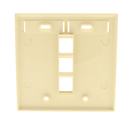 Leviton Ivory Quickport 3-Port ID Window Flush Wallplate 2-Gang Cover 42080-3IP
