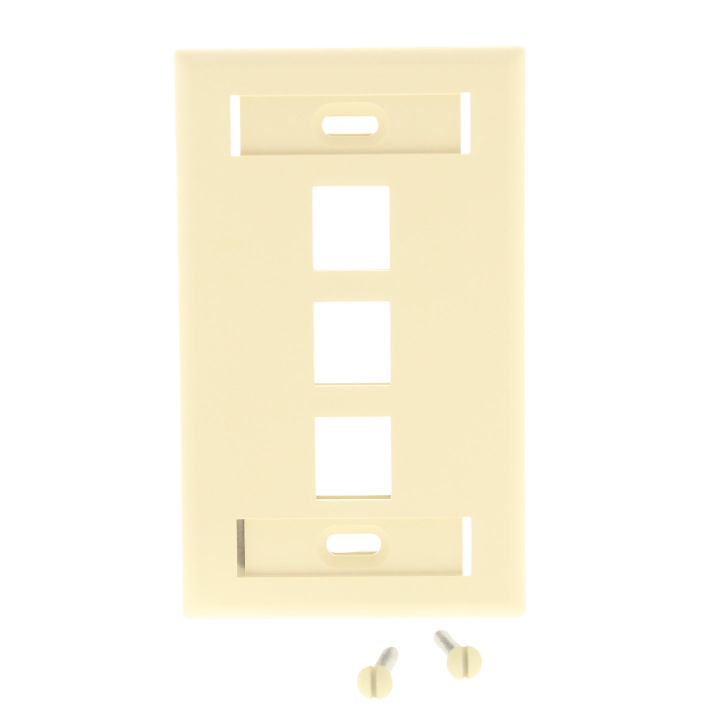 Leviton Ivory Quickport 3-Port ID Window Flush Wallplate 1-Gang Cover 42080-3IS