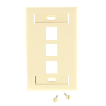 Leviton Ivory Quickport 3-Port ID Window Flush Wallplate 1-Gang Cover 42080-3IS