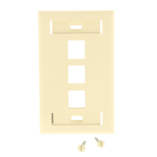 Leviton Ivory Quickport 3-Port ID Window Flush Wallplate 1-Gang Cover 42080-3IS