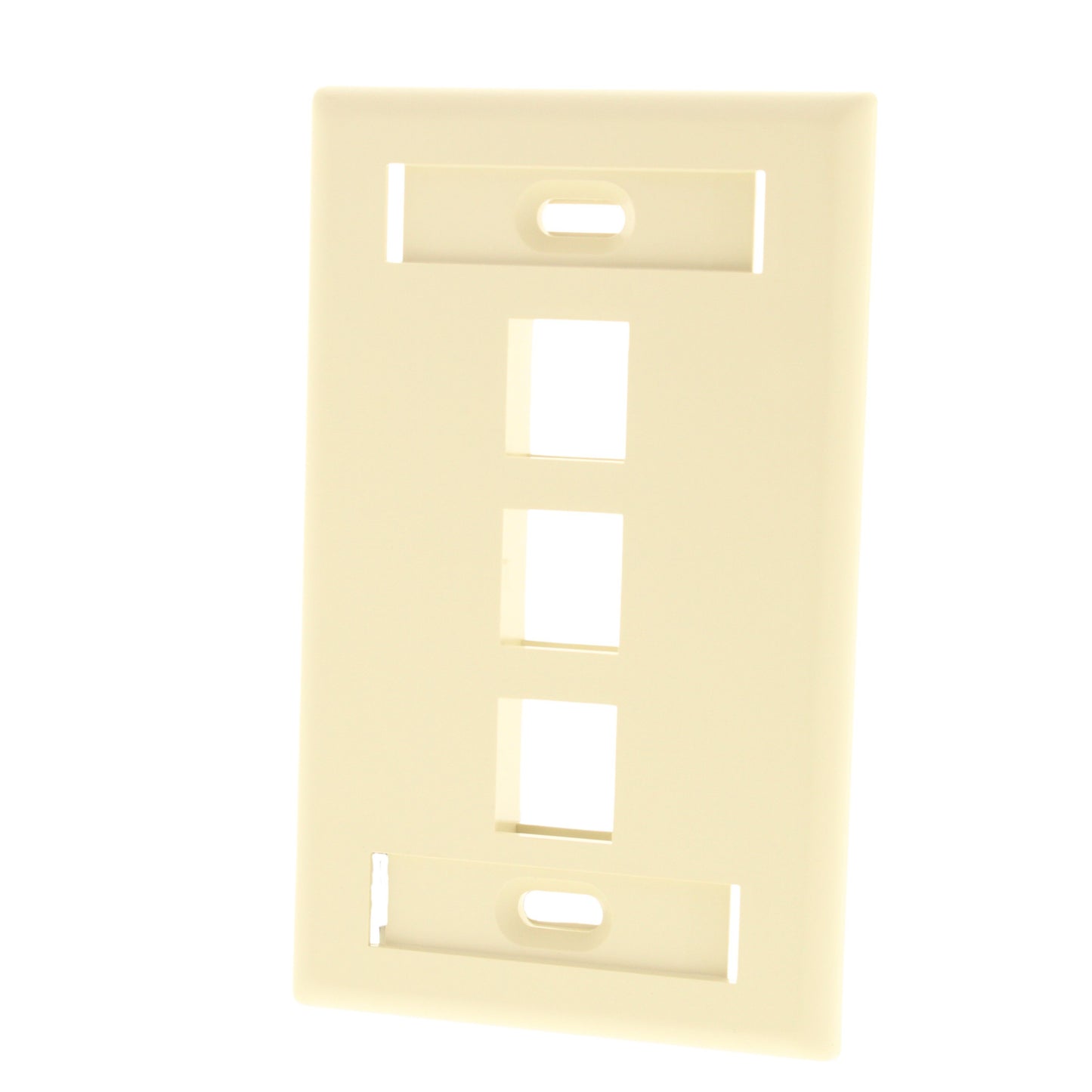 Leviton Ivory Quickport 3-Port ID Window Flush Wallplate 1-Gang Cover 42080-3IS