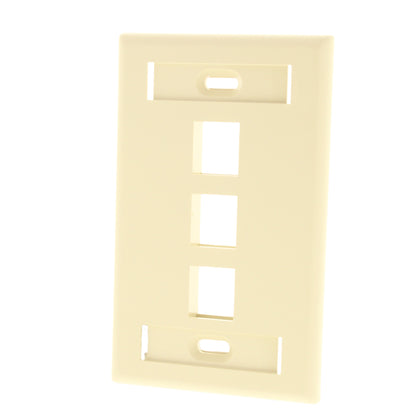 Leviton Ivory Quickport 3-Port ID Window Flush Wallplate 1-Gang Cover 42080-3IS
