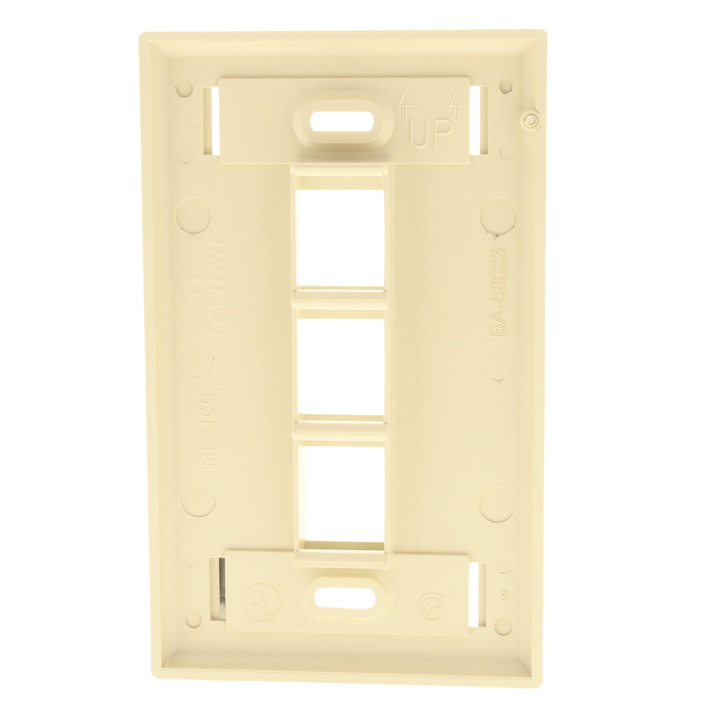 Leviton Ivory Quickport 3-Port ID Window Flush Wallplate 1-Gang Cover 42080-3IS