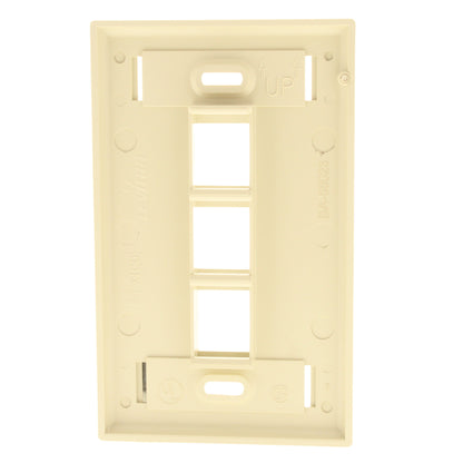 Leviton Ivory Quickport 3-Port ID Window Flush Wallplate 1-Gang Cover 42080-3IS