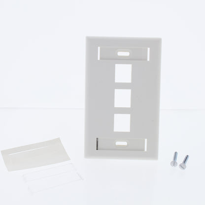 Leviton 42080-3WS White 1-Gang 3-Port Thermoplastic Standard Wallplate Cover
