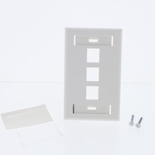 Leviton 42080-3WS White 1-Gang 3-Port Thermoplastic Standard Wallplate Cover