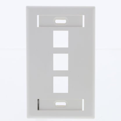 Leviton 42080-3WS White 1-Gang 3-Port Thermoplastic Standard Wallplate Cover