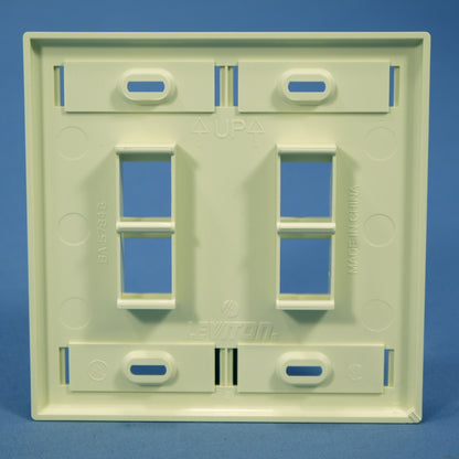 Leviton Almond Quickport 4-Port ID Window Flush Wallplate 2-Gang Cover 42080-4AP