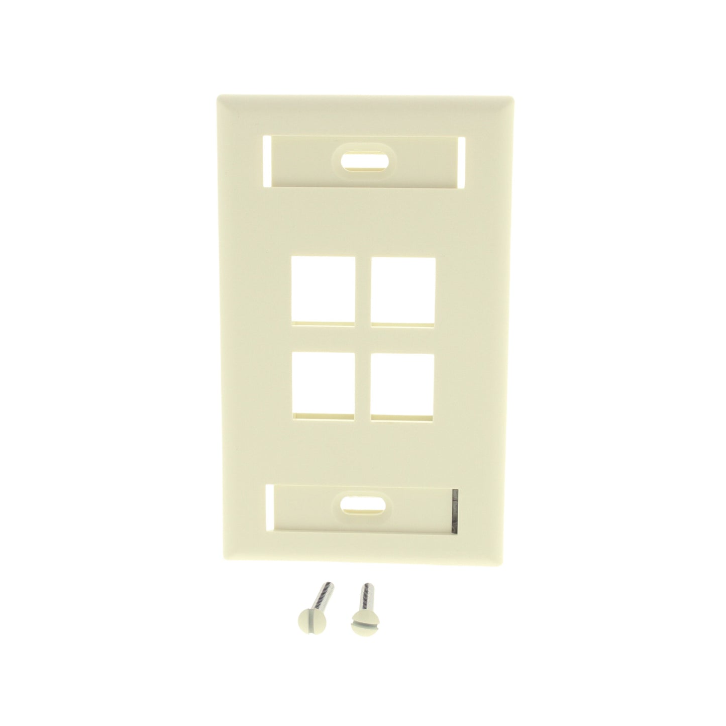 Leviton 42080-4AS Almond 1-Gang Quickport 4-Port ID Window Flush Nylon Wallplate