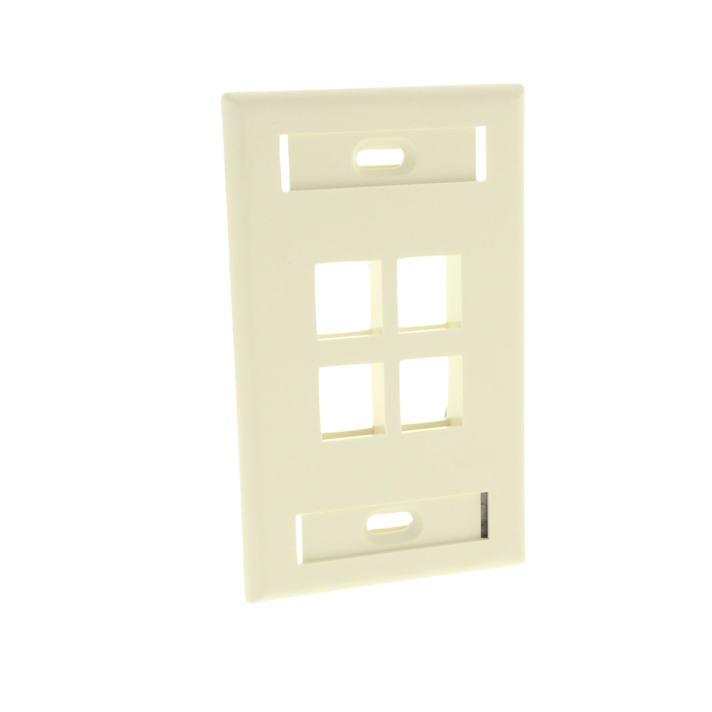 Leviton 42080-4AS Almond 1-Gang Quickport 4-Port ID Window Flush Nylon Wallplate